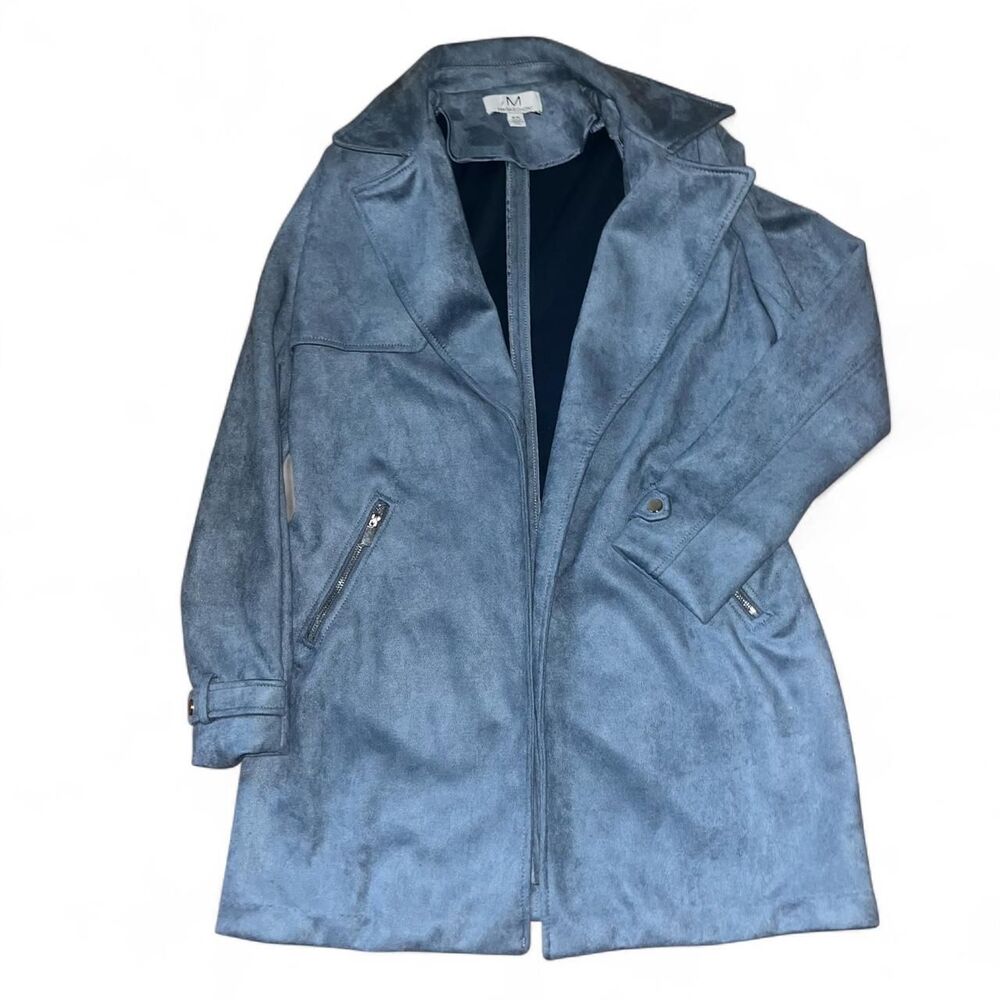 Magaschoni Women's Faux Suede Leather Dusty Blue Jacket SZ M